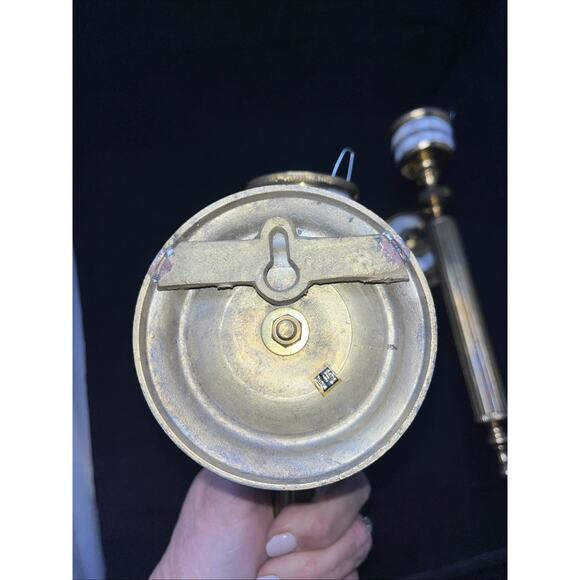 Mother Of Pearl And Brass Torch Hurricane Wall Mounted Sconces 12" - Picture 6 of 9